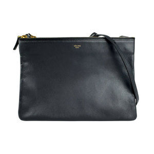 Celine Trio Large Shoulder Bag in Black Leather, Women's, Z6762
